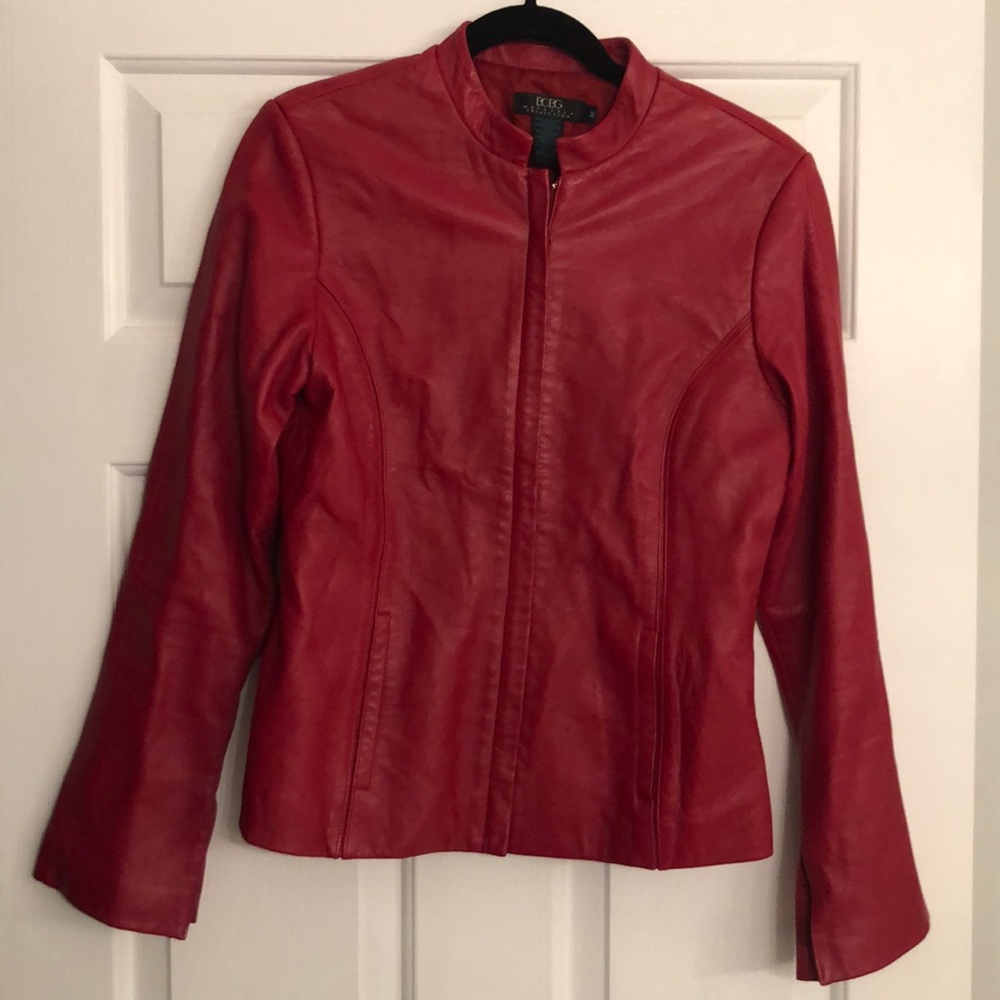 BCBGMaxAzria Vibrant Red Leather Jacket